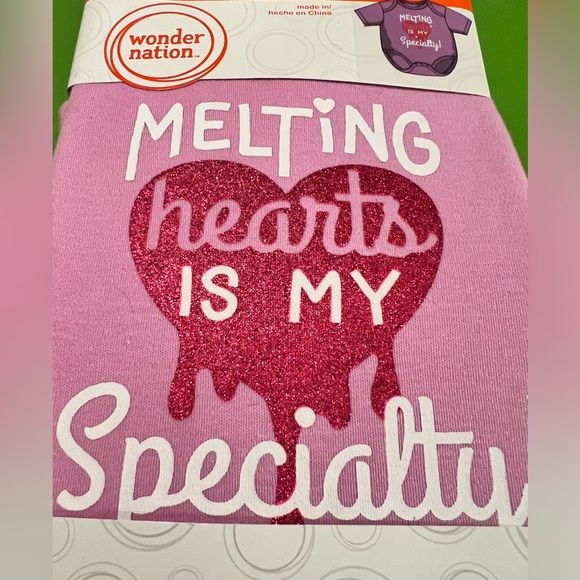 12m onesie shirt short sleeve melting hearts graphics front infant baby toddler - Picture 6 of 6